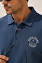 Men's Smoke Blue Polo Collar Embroidered Pique T-Shirt - 2