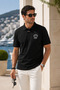 Men's Black Polo Collar Embroidered Pique T-Shirt - 4