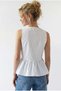 4940 Women's Poplin Flounce Sleeveless Peplum Blouse White - 5