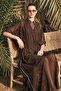 Tassel Detailed White Piping Brown Long Pareo 1003
