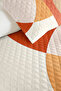 Orange Geometric Youth Room Single Pique Set - Modern Beige 160X220 cm Quilted Bedspread - 3