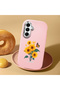 Samsung Galaxy A16 Compatible Case Camera Protective Pink Silicone Couple Phone Case with Floral Pattern - 2