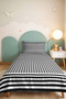 Black Houndstooth Geometric Teen Room Single Pique Set - Modern Striped 160X220 cm Bedspread - 2