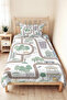 City Map Boy's Room Pique Set - Mint Beige Bedspread with Car and Road Pattern - 160X220 cm - 5