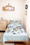 Animal Map Blue Children's Room Single Pique Set - Pastel Gray World 160X220 cm Bedspread - 6