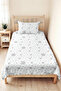 Lamb Patterned Children's Room Single Pique Set - Mint Stars 160X220 cm Quilted Bedspread - 6