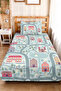 City Map Children's Room Single Pique Set - Pastel Houses 160X220 cm Quilted Bedspread - 4