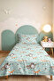 Forest Animals Mint Children's Room Single Pique Set-Pastel Deer Fox 160X220 cm Bedspread - 6