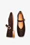 Giela Women's Genuine Leather Ballerinas - Brown Suede - 3