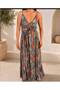 Women's Ethnic Patterned Strappy Long Dress