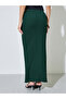 Dark Green Textured Bias Skirt - 4