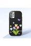 Samsung Galaxy A72 Compatible Case Camera Protective Black Silicone Couple Phone Case with Floral Pattern