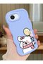 iPhone 16E Compatible Case Camera Protector Blue Silicone Couple Phone Case Cat Pattern