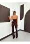 Women's Brown V-Neck Halter Top and Pants Double Set - 8
