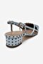 Olena Ice Blue Black Polka Dot Women's Heeled Sandals - 5