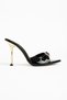 G-57 Black Patent Leather Buckle Pointed Toe Round Heeled Women's Slippers - 5
