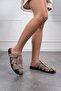 Mink Women's Suede Belted Gold Buckle Thin Flat Sole Slippers Beach Summer Dowry Daily T01Nav - 2