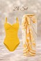 Fridan Drapeli Yellow Swimsuit & Pareo Set of 2 with Adjustable Straps for Slimming Effect - Pareo (145X90 cm)