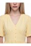 Xside Yellow Balloon Sleeve Waist Belted Corset Dress - 3