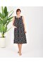 Women's 100% Cotton Wide Cut Patterned Front Pocket Thick Strap Square Neck Dress & Nightgown - 2
