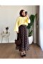 Women's Polka Dot Belt Detailed Lined Hijab Skirt - Brown - 3