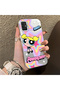 Samsung Galaxy A51 Compatible Silicone Edge Hard Back Case Couple Phone Case with Cartoon Pattern - 3