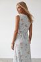 Women's blue floral crew neck midi lined knitted dress alc-x15559 - 5