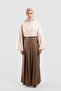 Pile Detailed Linen Trouser Skirt Brown