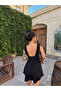 Black Deep V-Neck Dress with Shorts - 4