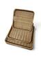 3-Piece Rattan Tray Decorative Tray Wicker Knitted Tray Square Cream - 3