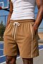 Men's Soft Brown Shorts with Piping Detail Ls-92042