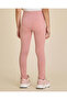 Girls Mauve Heart Applique Leggings - 3
