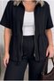 Women's Plus Size Short Sleeve Waist Cinched Zipper Shirt Collar Sweatpants Set 8276-26 - 3