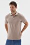 Camel Polo Collar Pique Short Sleeve Slim Fit 100% Cotton T-Shirt 1011260171 - 3