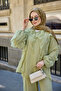 Women's Lined Tulle Suit with Ruffle Detail Pants Green - 3