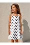 Girl's Thin Straps Wrinkled Polka Dot Summer Dress