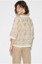 Women's Beige Embroidered V-Neck Buttoned Stripe Detailed Blouse 4216 60286423 - 5