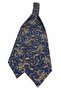 Beige Navy Blue Shawl Pattern Italian Silk Ascot Tie Sac124 - 4