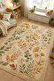 Flower Leaf Patterned Non-Slip Base Machine Washable Digital Printed Chenille Carpet Rug Runner - 2