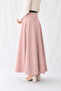Powder Pink Leather High Waist Maxi Length Flared Skirt - 4
