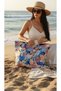 Colorful Tropical Leaf Patterned Large Size Beach Bag with Pockets - 2