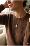 Clover Shape Natural Stone Tipped Steel Pendant - 2
