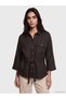 Lcw Vision Brown Lace-Up Waist Linen Blend Women's Shirt