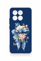 Poco X6 Pro Compatible Blue Ribbon Flower Pattern Silicone Case - 2