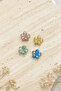 Shiny Mini Hair Clips with Flower Figures and Pastel Color Rubber Clips Set - 10 Pieces - 5