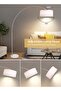 Modern Arc Floor Lamp 208cm Tall with Adjustable Lamp Head, Fabric Shade, Marble Base, E27 Socket - 3