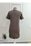 Women's short sleeve crew neck leopard stripe detail short modal dress - 6