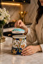 Ceramic Spice Jar Set of 3 with Patterned Lids Kitchen Spice Storage Jars - 2