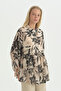 Drawstring Patterned Viscose Tunic - Powder - 2