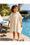 100% Cotton Cream Handwoven Children's Poncho, Hooded Bathrobe & Beach Towel
